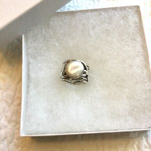 Silpada 925 Sterling White Coin Pearl Ring
